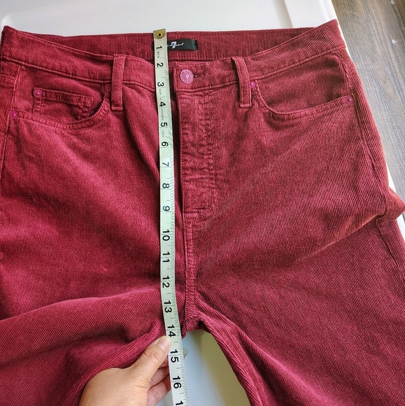 7 for all mankind ultra high-rise skinny boot tailorless burgundy corduroy Pants - Picture 11 of 17